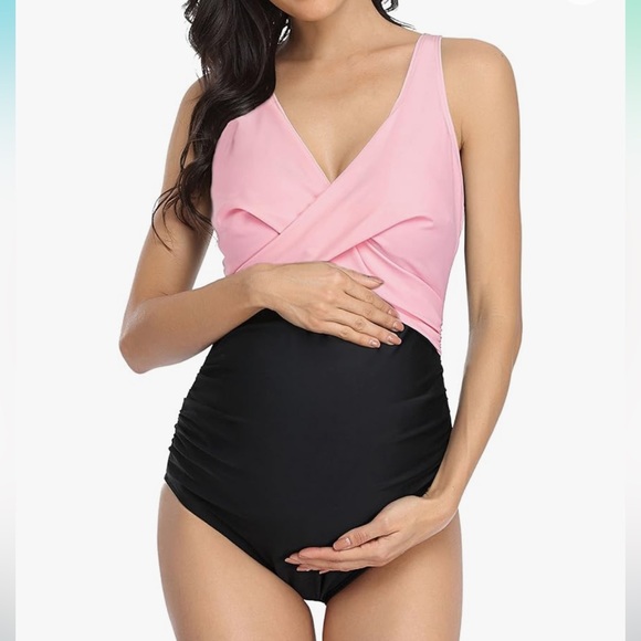 Pink Maternity one piece bathing suit - Picture 3 of 4